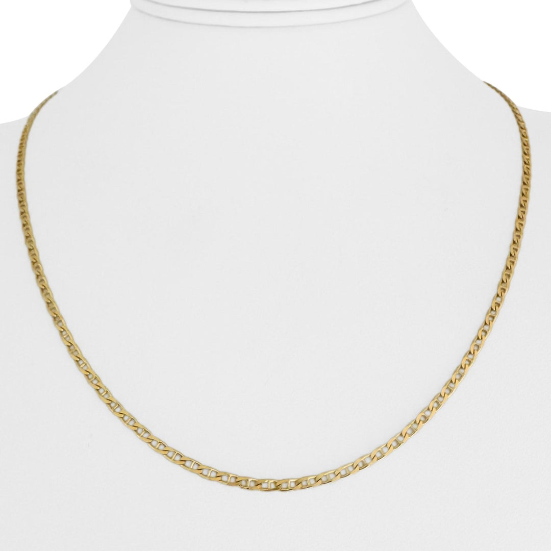 18k Yellow Gold 6g Solid Thin 2.4mm Mariner Link Chain Necklace Italy 19"