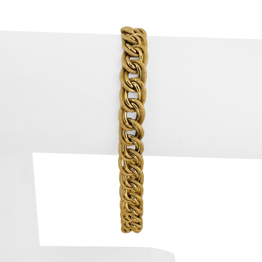 18k Yellow Gold 8.8g Hollow Light 8mm Vintage Oval Link Bracelet Italy 7.25"