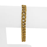 18k Yellow Gold 8.8g Hollow Light 8mm Vintage Oval Link Bracelet Italy 7.25"