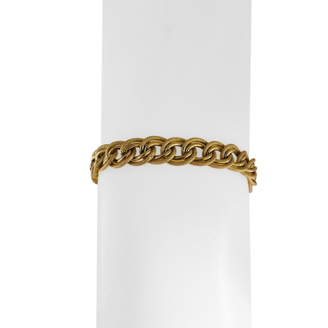 18k Yellow Gold 8.8g Hollow Light 8mm Vintage Oval Link Bracelet Italy 7.25"
