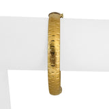 18k Yellow and White Gold 14g Vintage Ladies 8mm Bangle Bracelet Italy 6.75"