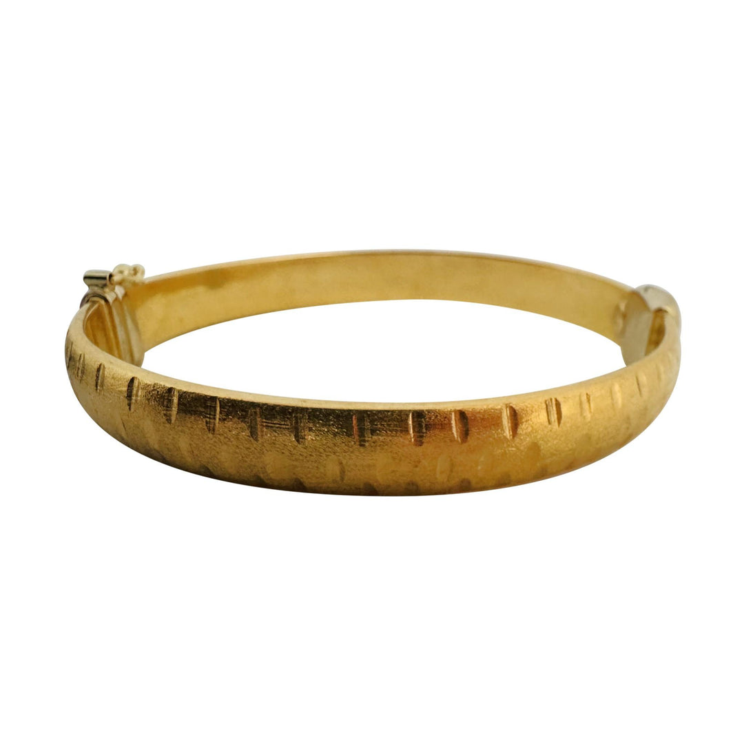 18k Yellow and White Gold 14g Vintage Ladies 8mm Bangle Bracelet Italy 6.75"