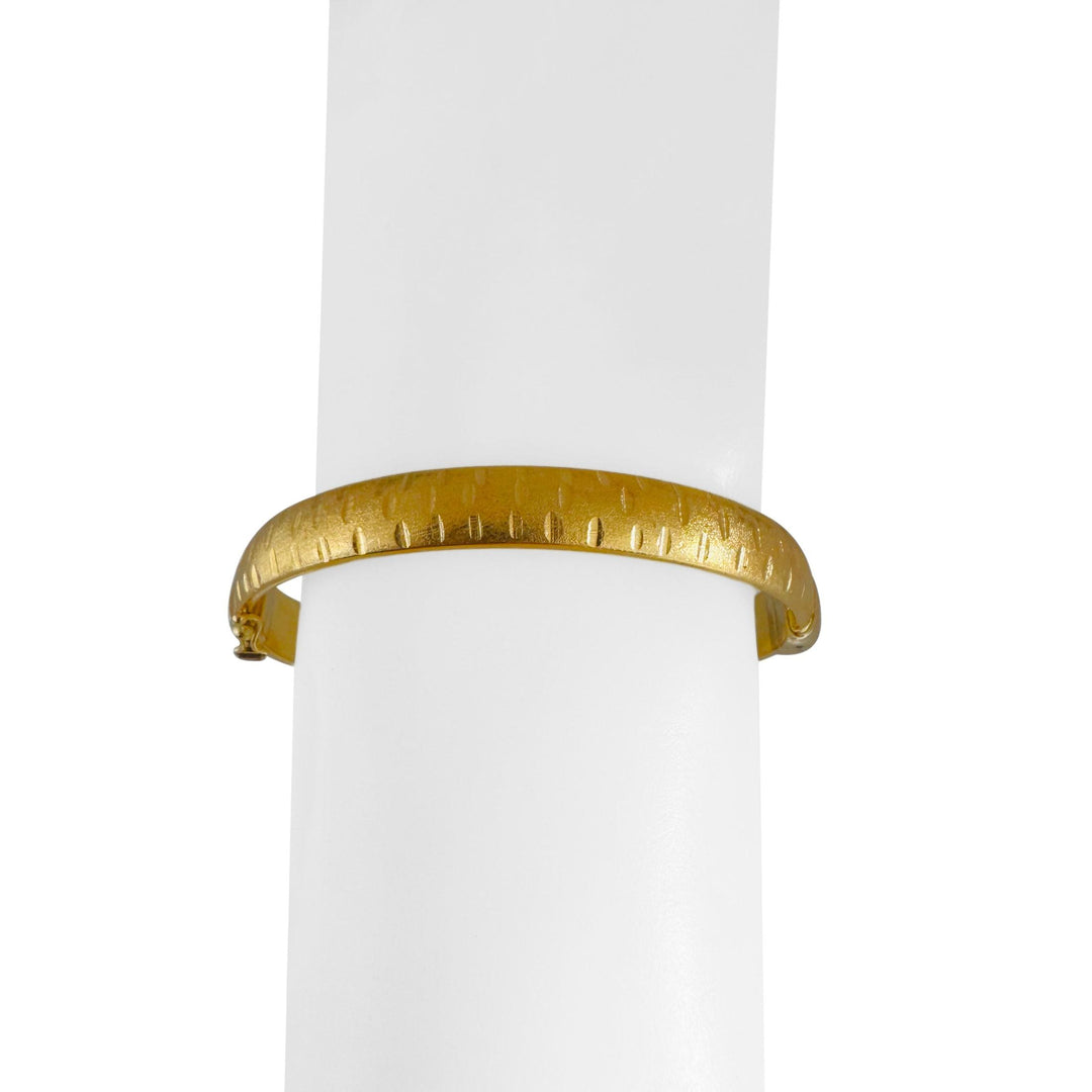 18k Yellow and White Gold 14g Vintage Ladies 8mm Bangle Bracelet Italy 6.75"