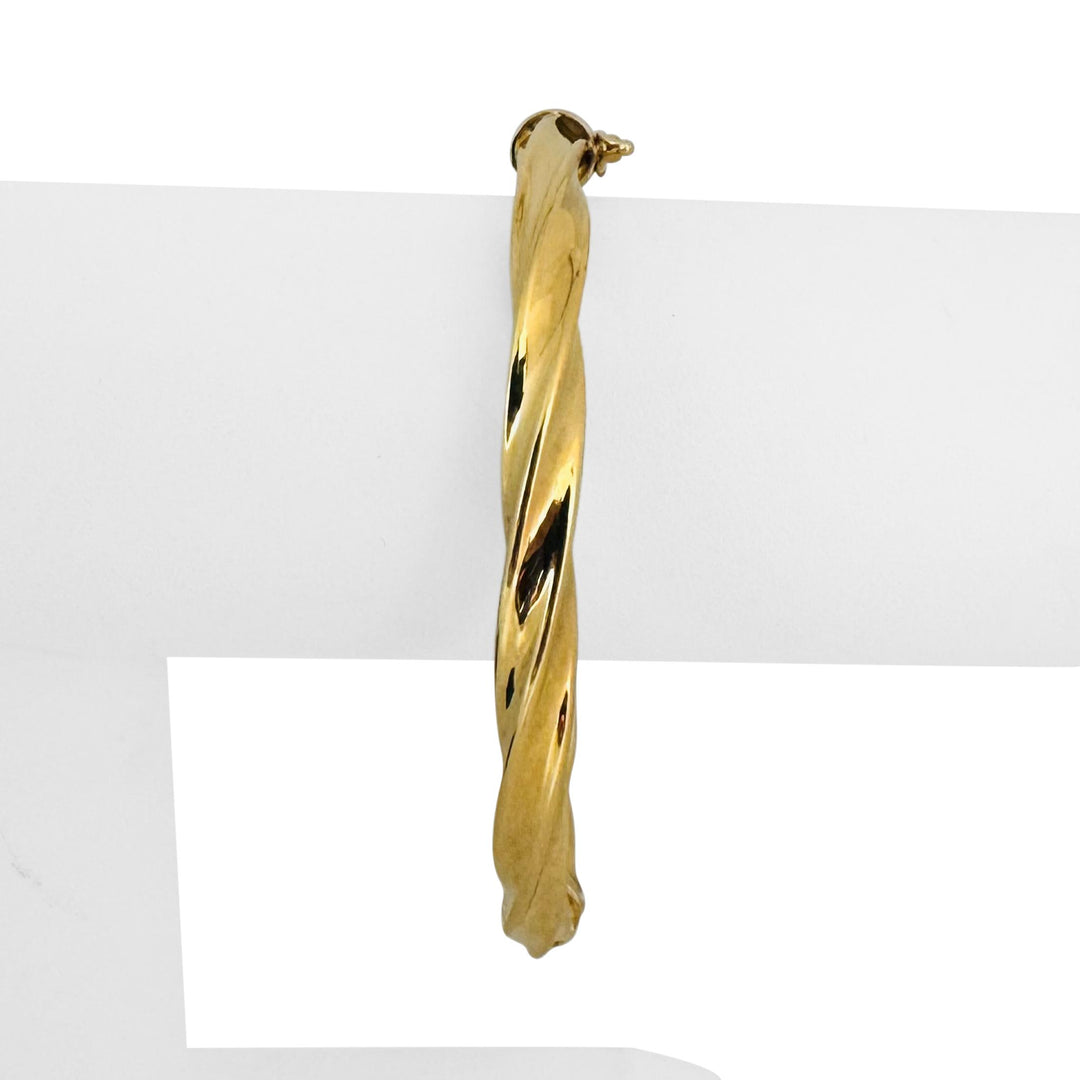 18k Yellow Gold 9.8g Vintage 6mm Spiral Twisted Bangle Bracelet Italy 7"