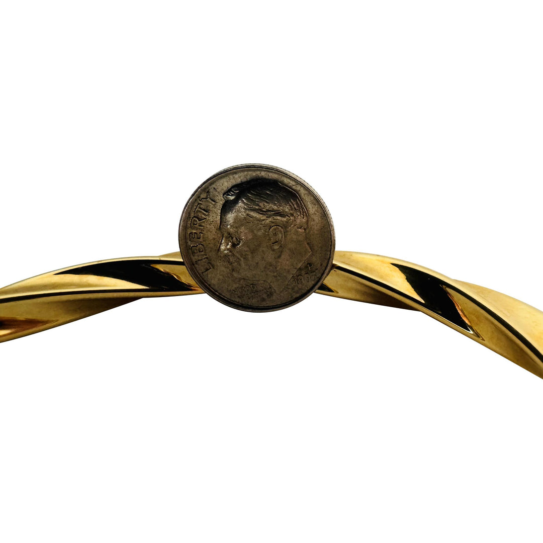 18k Yellow Gold 9.8g Vintage 6mm Spiral Twisted Bangle Bracelet Italy 7"