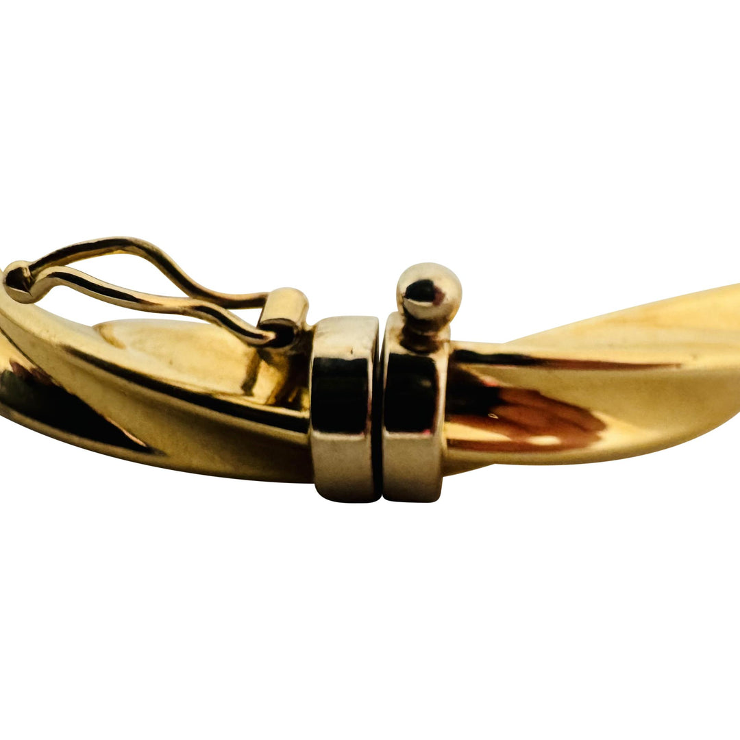 18k Yellow Gold 9.8g Vintage 6mm Spiral Twisted Bangle Bracelet Italy 7"