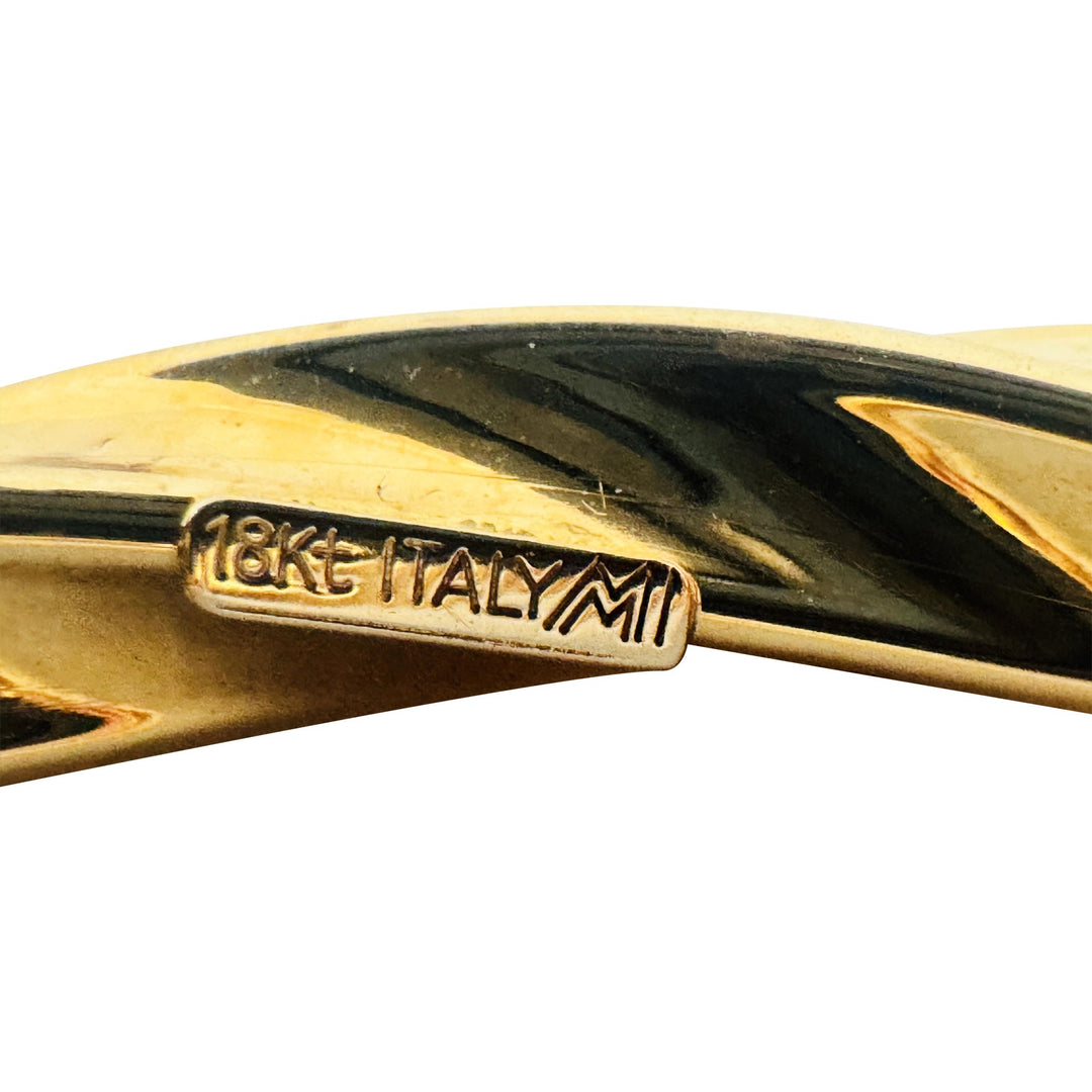 18k Yellow Gold 9.8g Vintage 6mm Spiral Twisted Bangle Bracelet Italy 7"