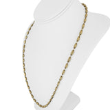 18k Yellow Gold 10.4g Hollow Light 4mm Ribbed Barrel Link Necklace 24"