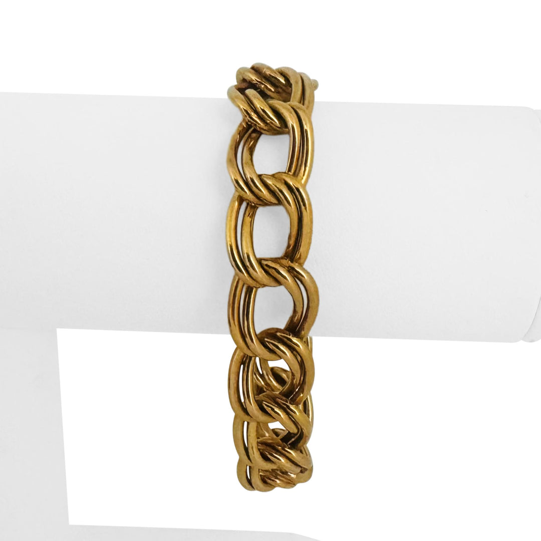 14k Yellow Gold 18.2g Vintage 14mm Double Oval Curb Link Bracelet Italy 7.5"