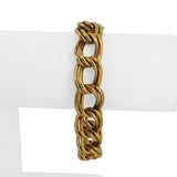 14k Yellow Gold 18.2g Vintage 14mm Double Oval Curb Link Bracelet Italy 7.5"