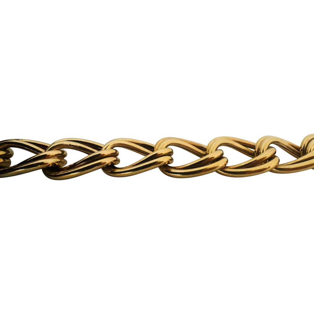 14k Yellow Gold 18.2g Vintage 14mm Double Oval Curb Link Bracelet Italy 7.5"
