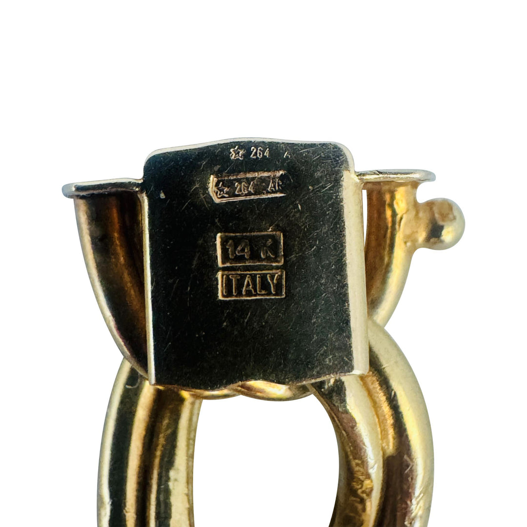 14k Yellow Gold 18.2g Vintage 14mm Double Oval Curb Link Bracelet Italy 7.5"