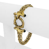 14k Yellow Gold 17.4g Ladies Fancy Link Cabochon Amethyst Bracelet 7"