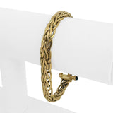 14k Yellow Gold 17.4g Ladies Fancy Link Cabochon Amethyst Bracelet 7"