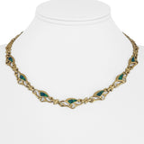 14k Yellow Gold and Blue Green Opal 28.2g Fancy Link Necklace 16.5"