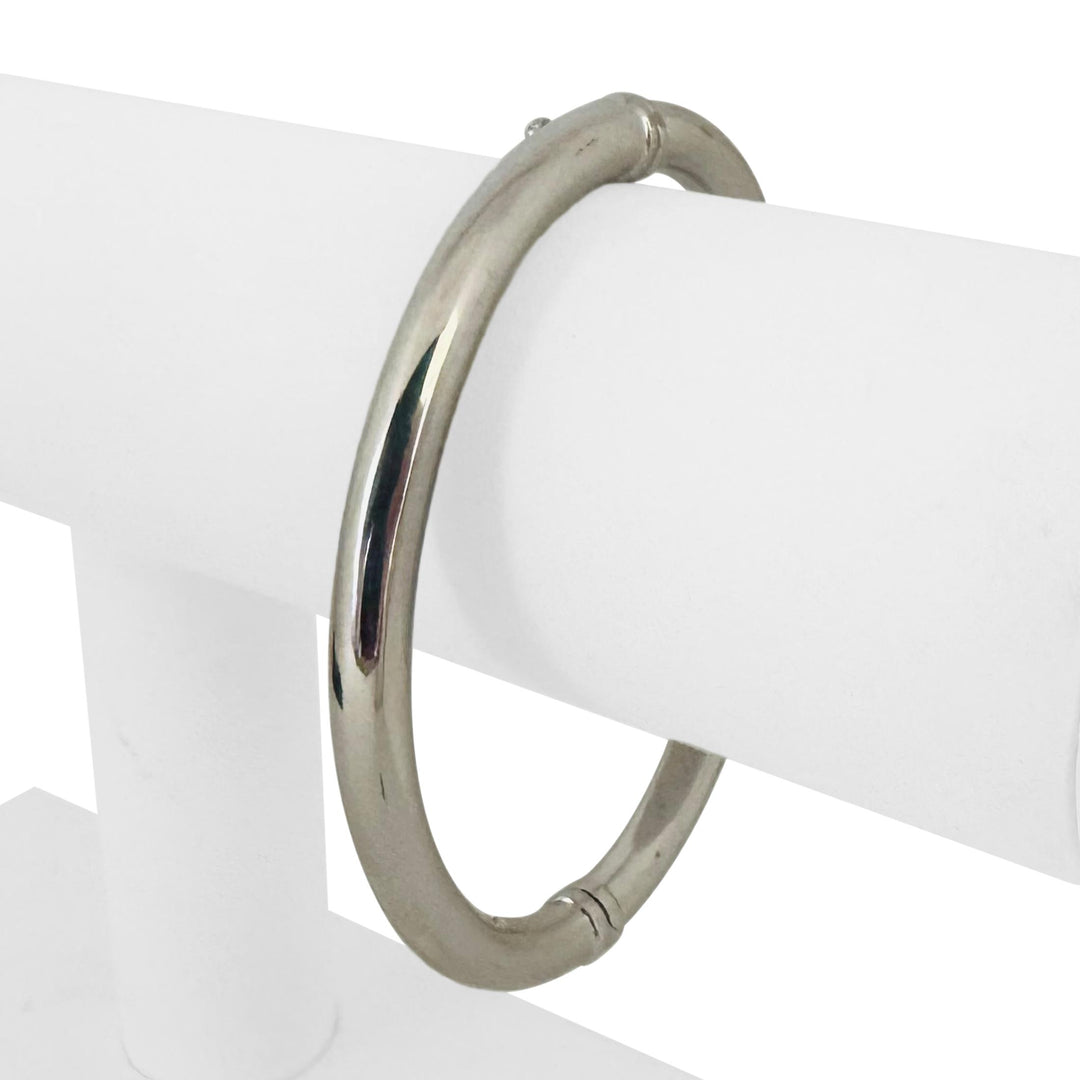 14k White Gold 9.5g Hollow Ladies Polished 6mm Oval Bangle Bracelet 7"