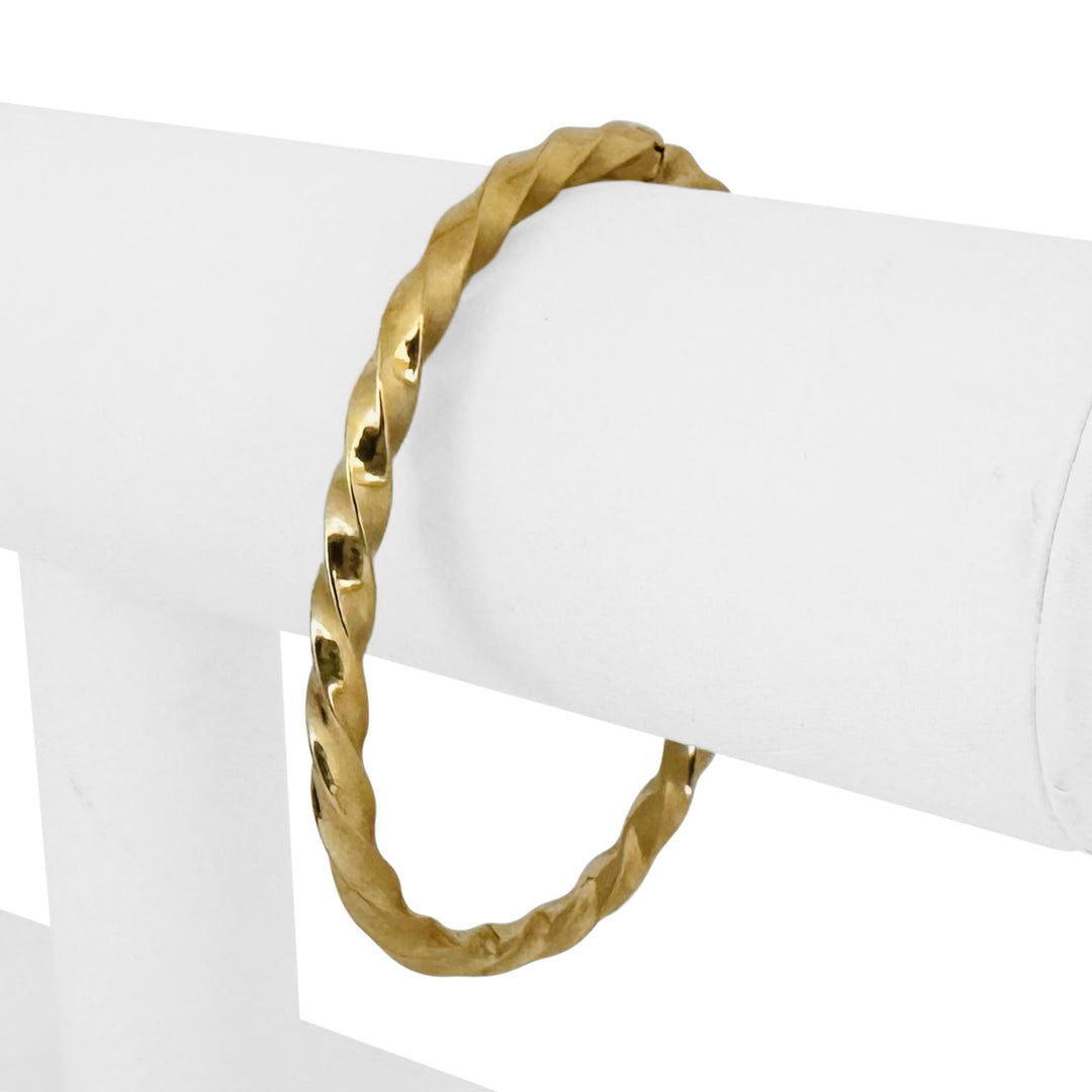 14k Yellow Gold 11g Solid Vintage Spiral Twisted Bangle Bracelet Italy 6.5"