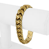 14k Yellow Gold 23.7g Ladies Thick 11.5mm Fancy Link Bracelet 7.25"