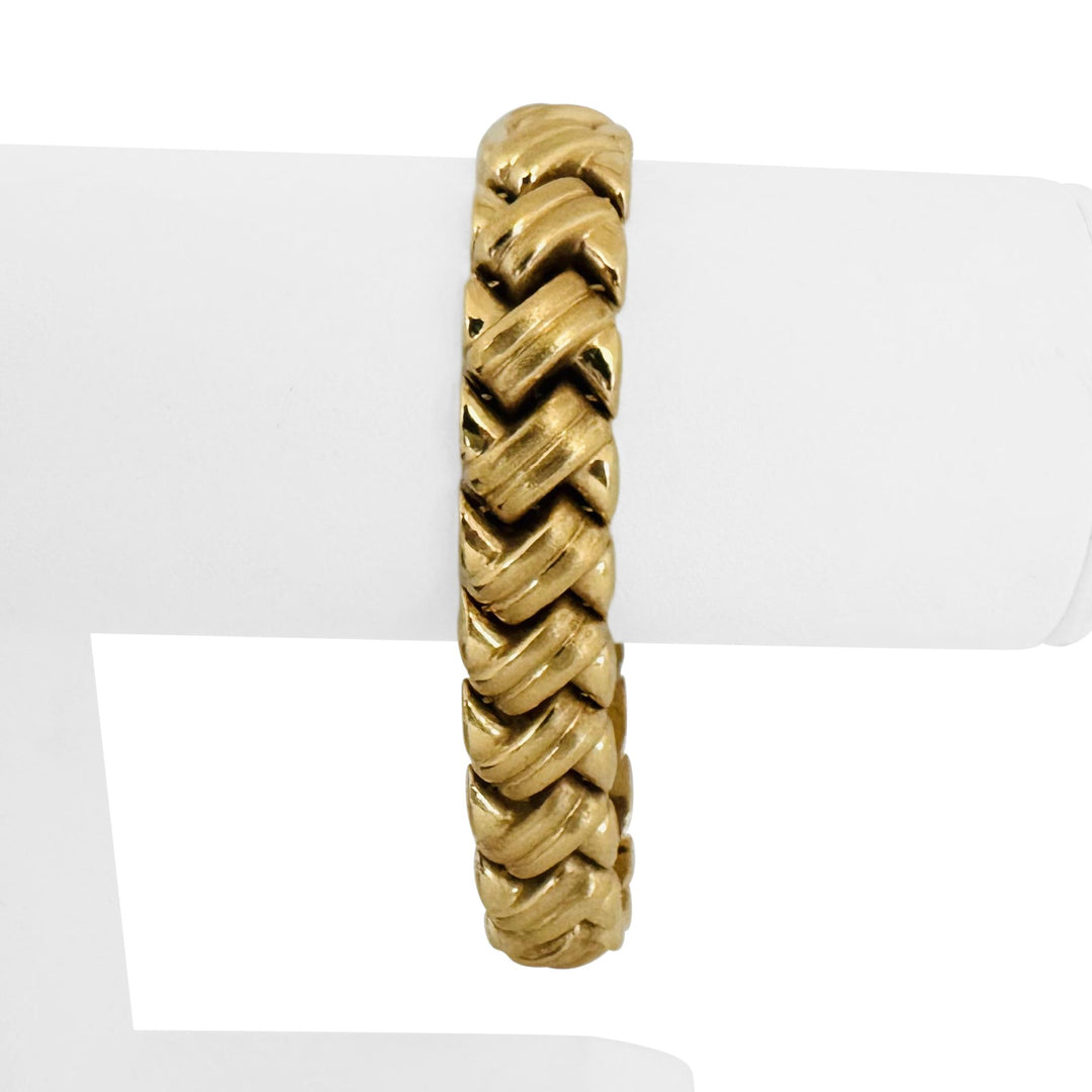 14k Yellow Gold 23.7g Ladies Thick 11.5mm Fancy Link Bracelet 7.25"