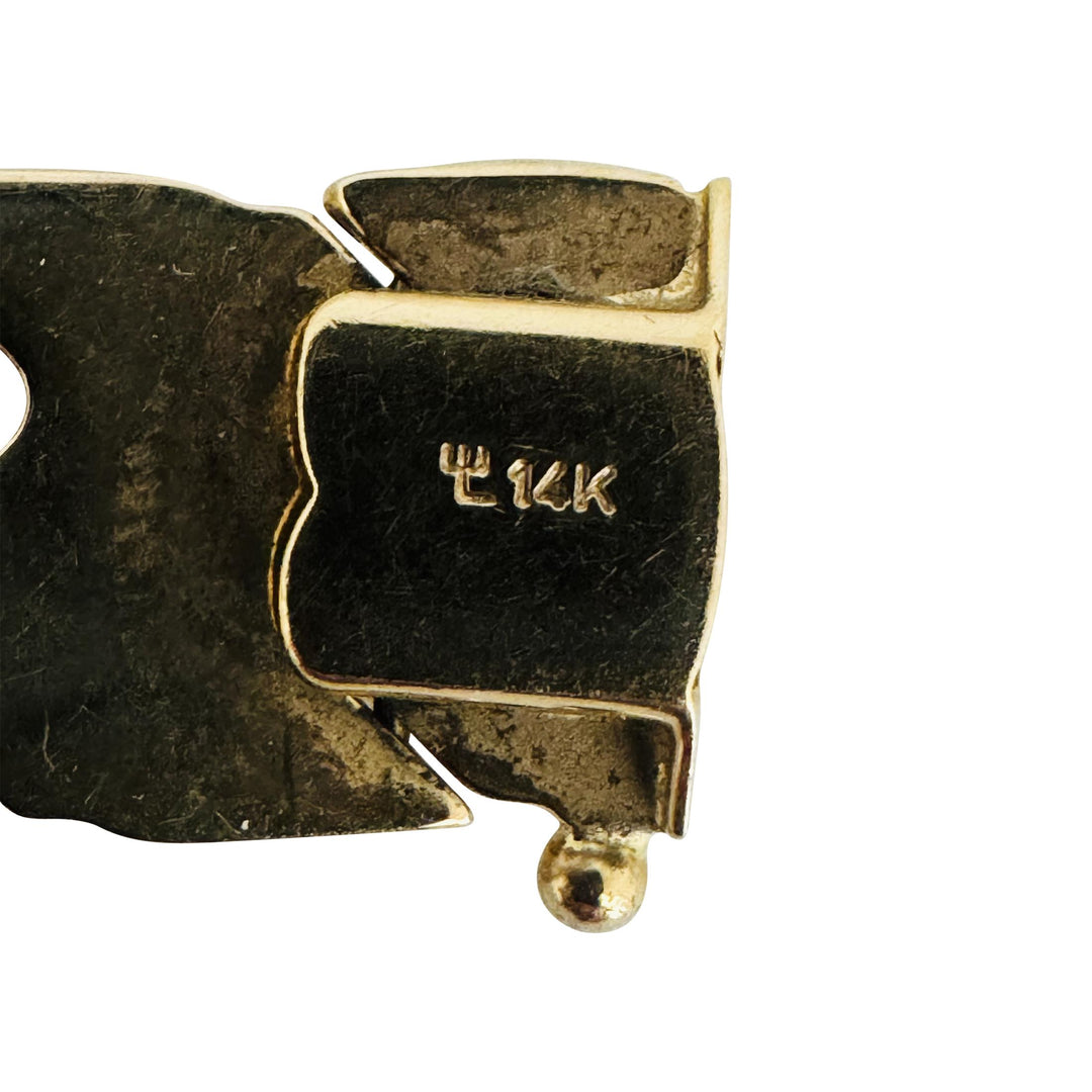 14k Yellow Gold 23.7g Ladies Thick 11.5mm Fancy Link Bracelet 7.25"