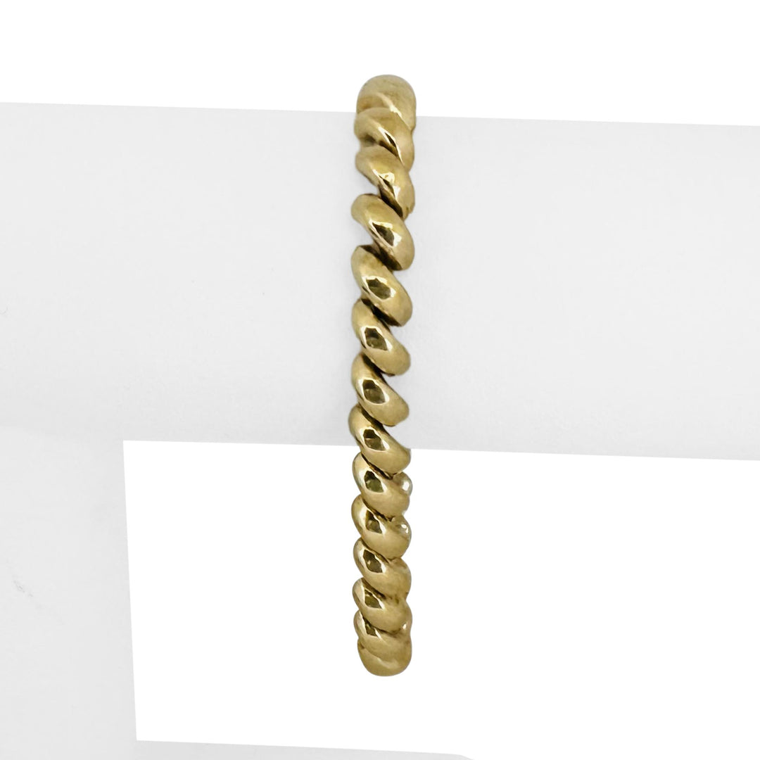 14k Yellow Gold 15.5g Ladies Polished 7.5mm San Marco Link Bracelet Italy 7.5"