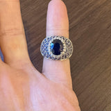 Effy Bita 14k White Gold Sapphire and Diamond 11.5g Ladies Ring Size 7