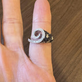 Sonia B 14k White Gold Blue Sapphire and Diamond Ladies Swirl Ring Size 7