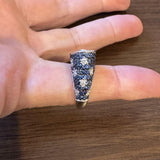 Sonia B 14k White Gold Blue Sapphire and Diamond Ladies Swirl Ring Size 7