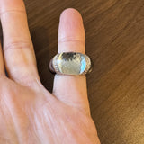 Hematite 14k White Gold Diamond and Aqua Ladies Ring Size 7