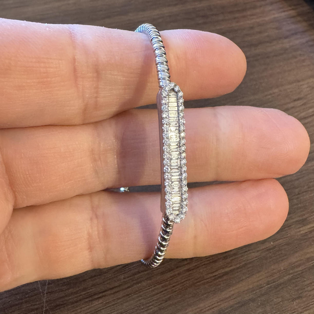 18k White Gold and 1cttw Diamond 12.3g Flex Cuff Bracelet 6.75"