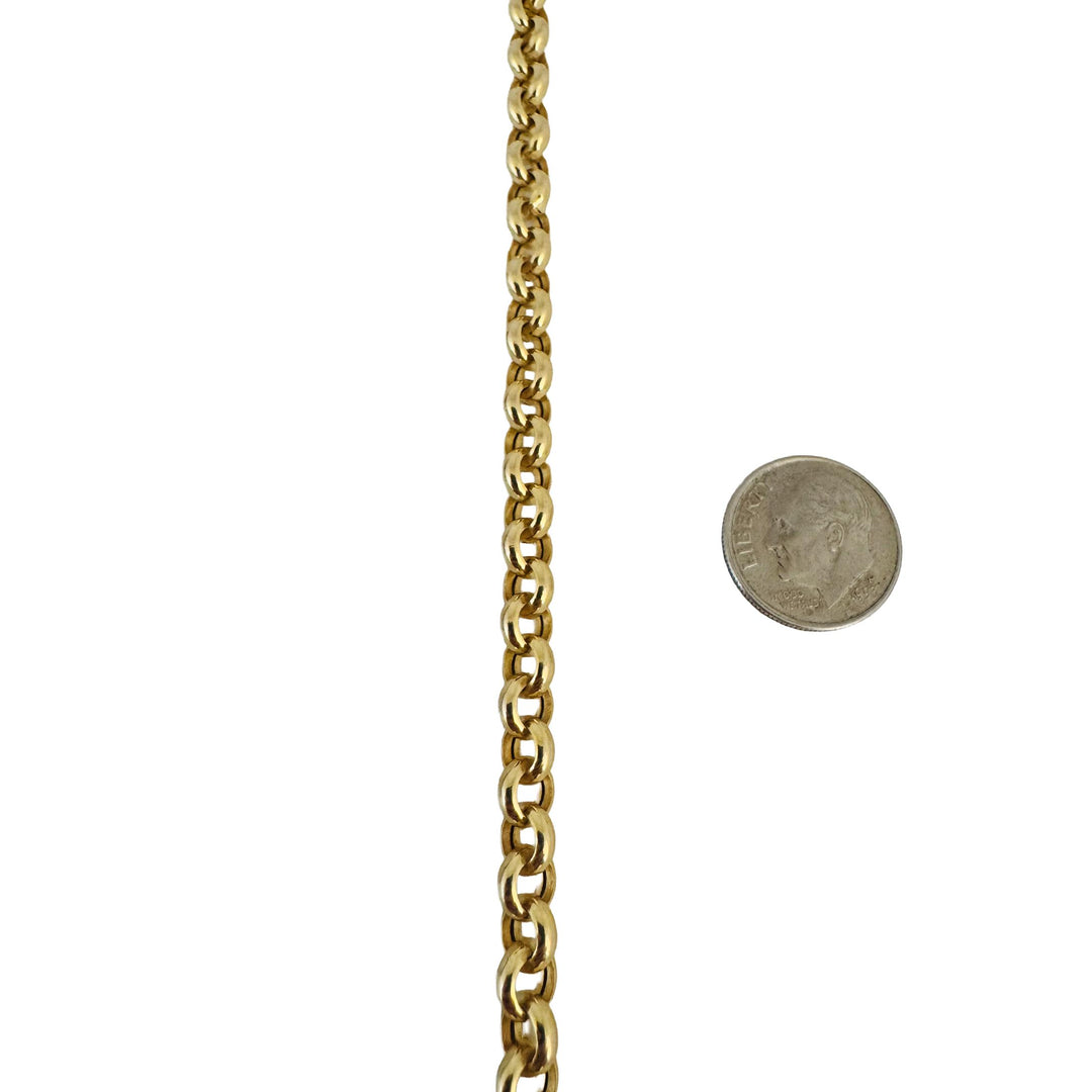 14k Yellow Gold 27g Long Polished 6mm Rolo Link Chain Necklace Italy 30"