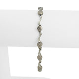 14k White Gold and Diamonds 7g Ladies Wave Link Bracelet 7.25"
