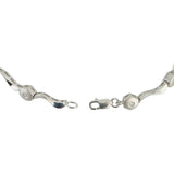 14k White Gold and Diamonds 7g Ladies Wave Link Bracelet 7.25"