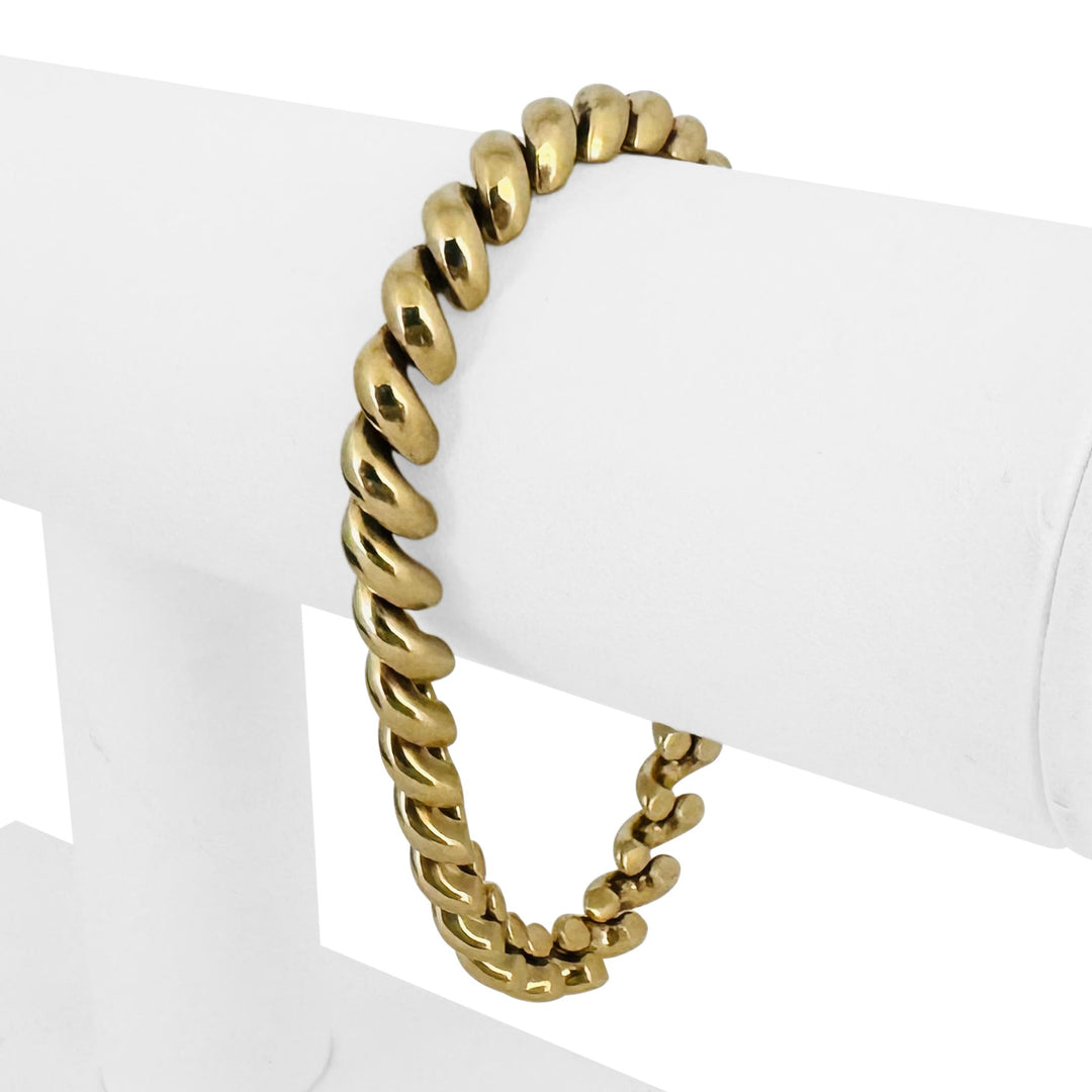 14k Yellow Gold 16.9g Ladies Polished 7mm San Marco Link Bracelet Italy 7.25"
