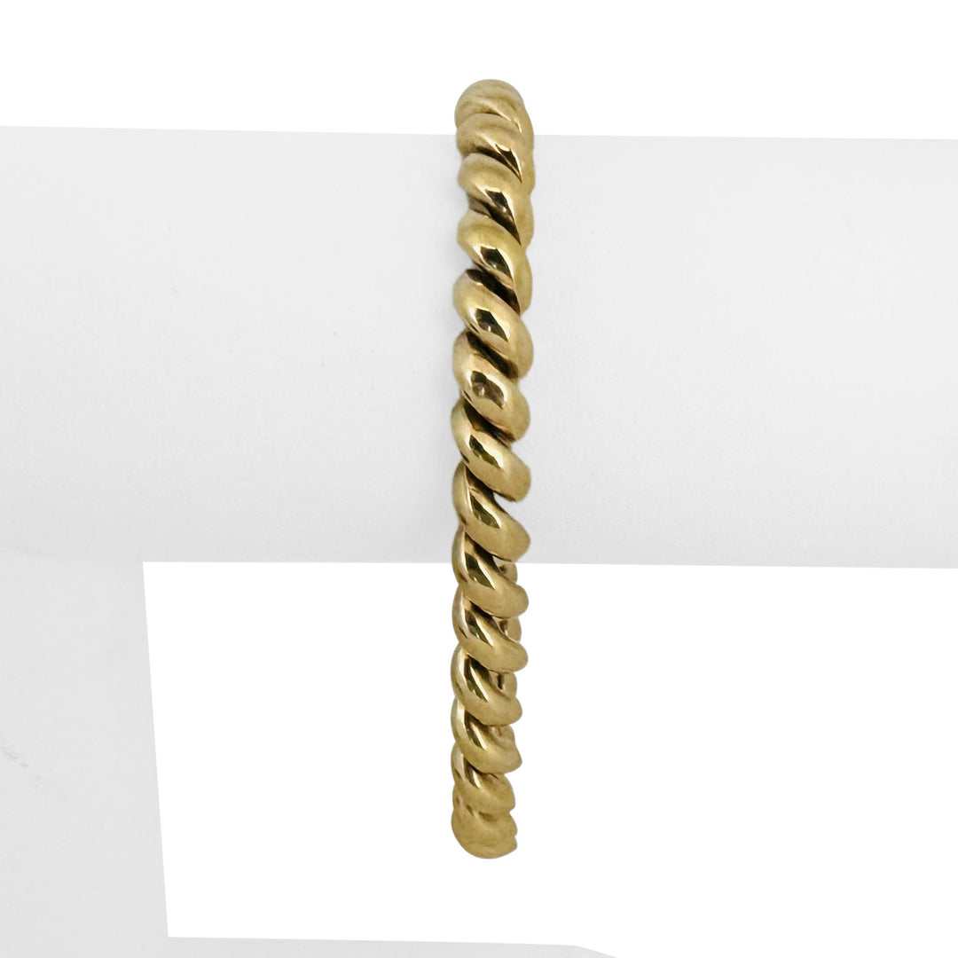 14k Yellow Gold 16.9g Ladies Polished 7mm San Marco Link Bracelet Italy 7.25"