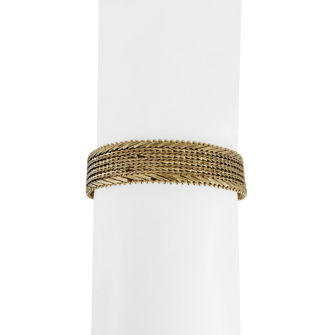 14k Yellow Gold 22.5 Solid Heavy Imperial Gold Beaded Wheat Link Bracelet 6.5"