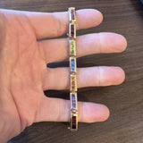 14k Yellow Gold 13.2g Princess Cut Multi Gemstone Bar Link Bracelet 7"