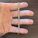 14k Yellow Gold 10.5g Solid Men's 6mm Figaro Link Bracelet Italy 8.25"