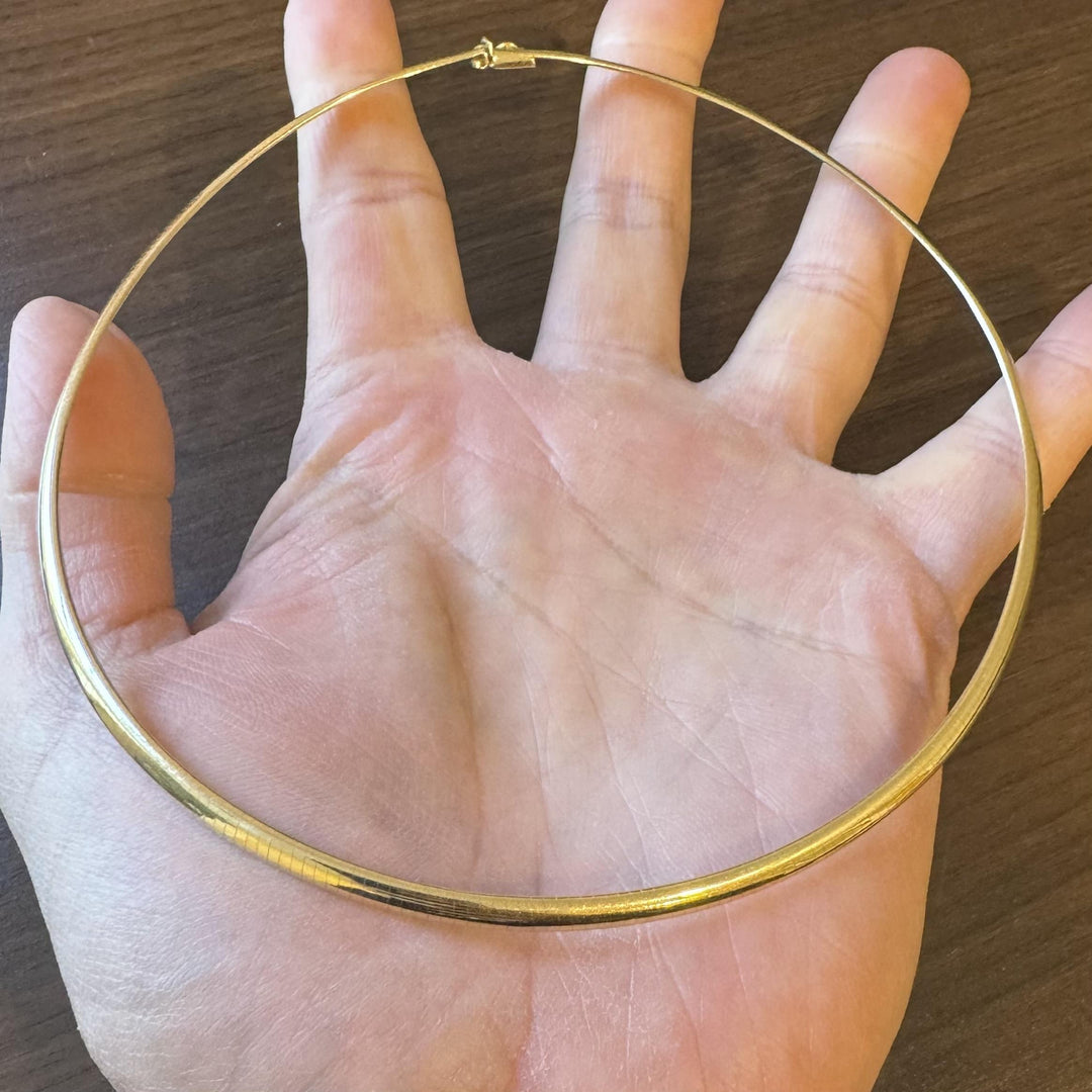 14k Yellow Gold 15.8g Solid Ladies 4mm Omega Link Necklace 16"