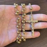 14k Yellow Gold 45.7g Vintage Heavy Beaded Rosary Necklace 32"