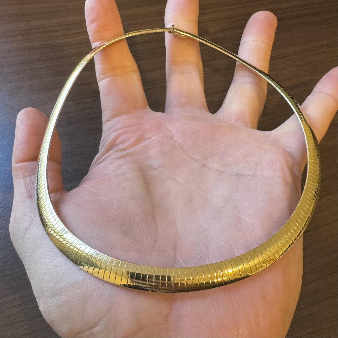 14k Yellow Gold 32.2g Solid Heavy 8mm Omega Link Necklace Italy 16"