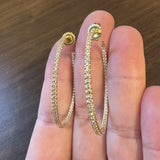 Roberto Coin 18k Yellow Gold and 1.4cttw Inside Out Hoop Earrings Italy 1.75"