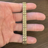 14k Yellow Gold 15g Solid Ladies 9mm Squared Diamond Cut Circle Bracelet 7"