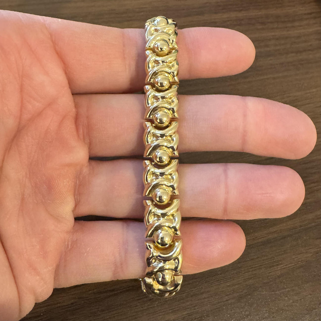 14k Yellow Gold 18.8g Ladies Polished 11mm Fancy Link Bracelet Italy 7"