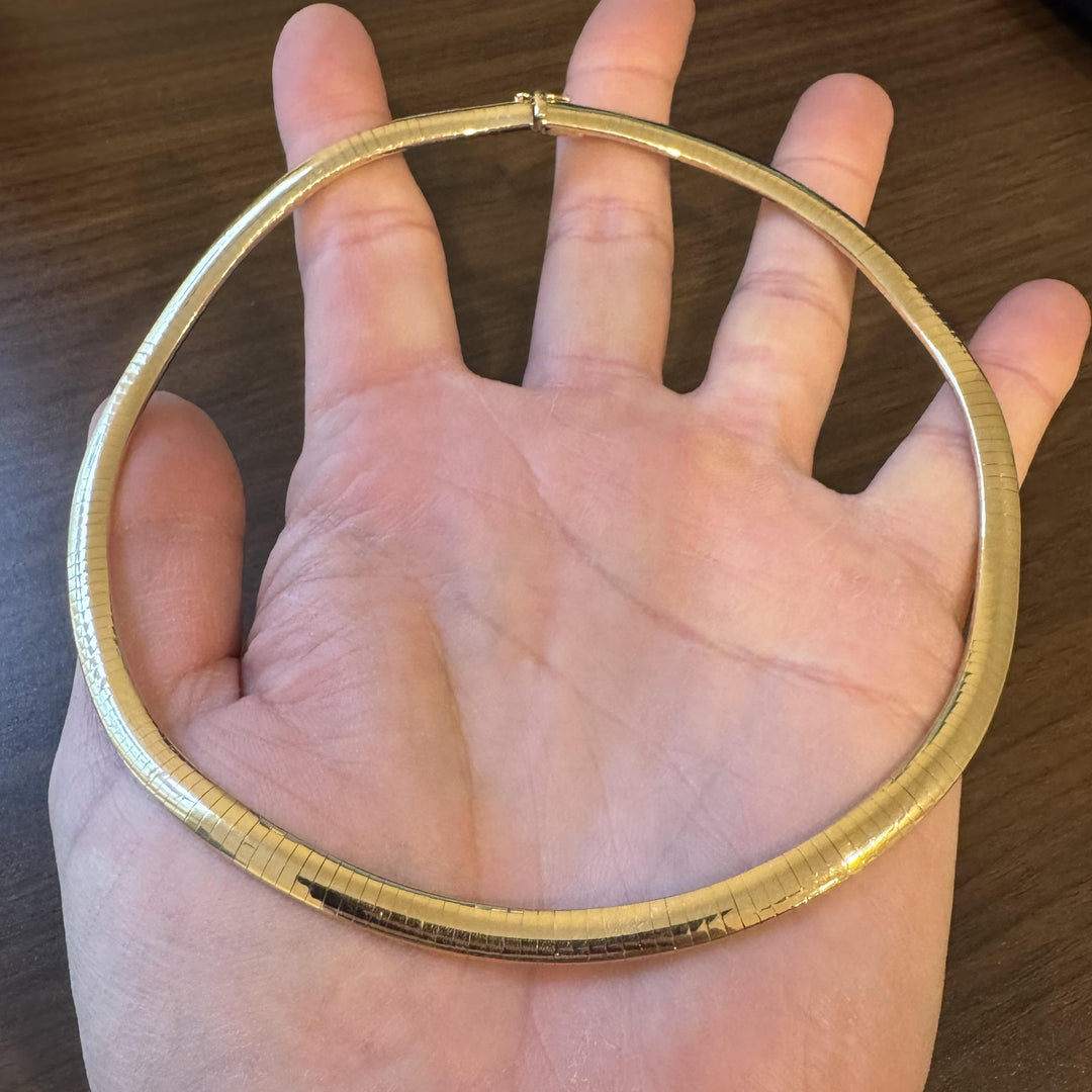 14k Yellow Gold 35.6g Solid Heavy 6mm Omega Link Necklace Italy 16"