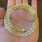 14k Yellow Gold 15g Braided Five Strand Herringbone Link Necklace Italy 18"