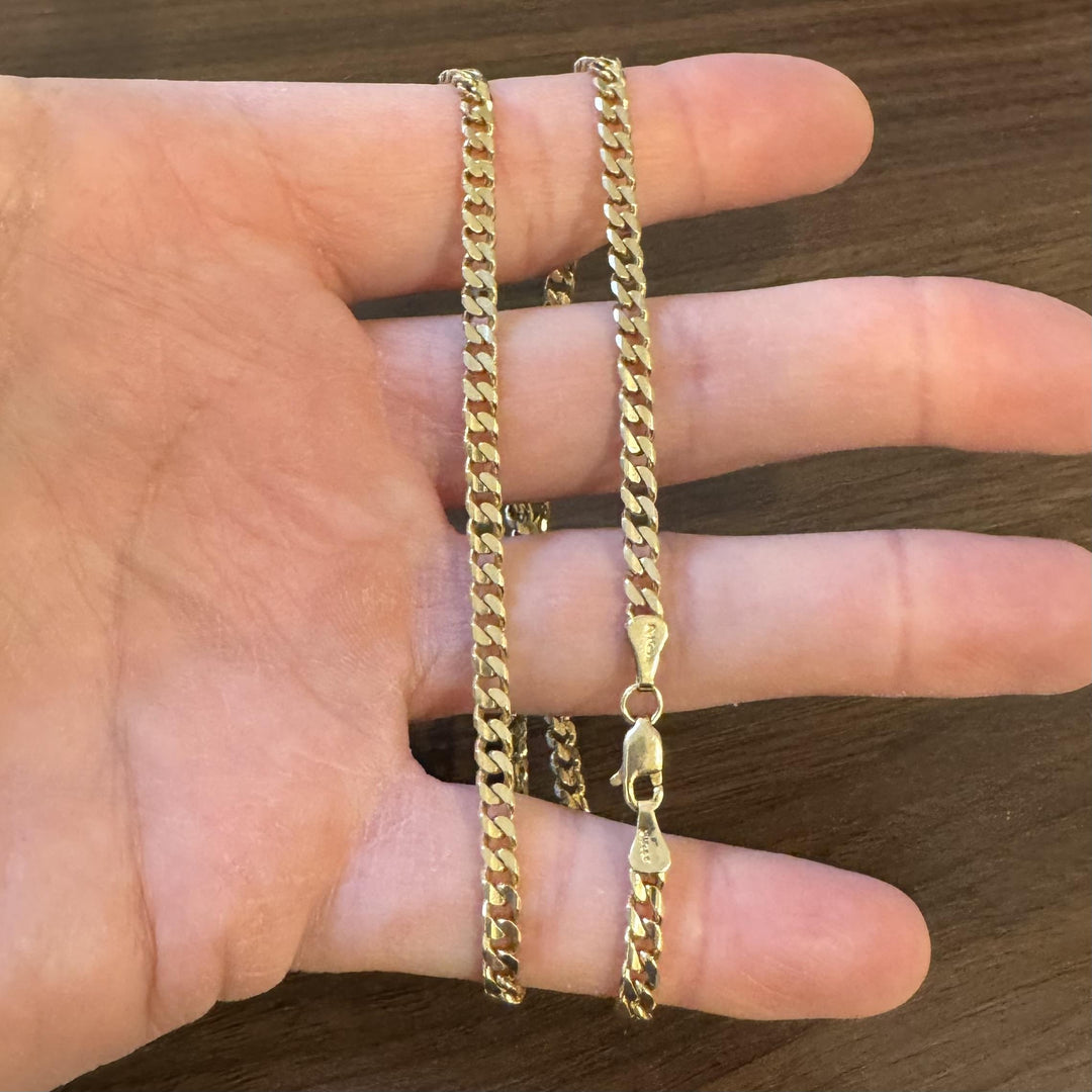 14k Yellow Gold 20.7g Solid Heavy 4mm Curb Link Chain Necklace 19"