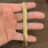 14k Yellow Gold 22.2g Solid Vintage 10mm Etched Herringbone Bracelet Italy 7"