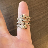 Effy 14k Rose Gold Diamond Black Enamel and Emerald Eyes Coil Snake Ring Size 6