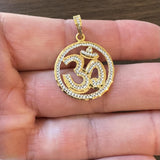 22k Yellow and White Gold Diamond Cut Om Pendant 1.4"